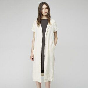 Black Crane Long Slit Coat in Cream Size Medium